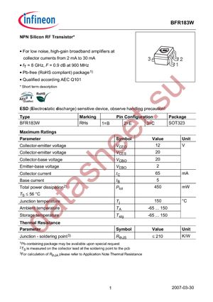 BFR 183W E6327 datasheet  